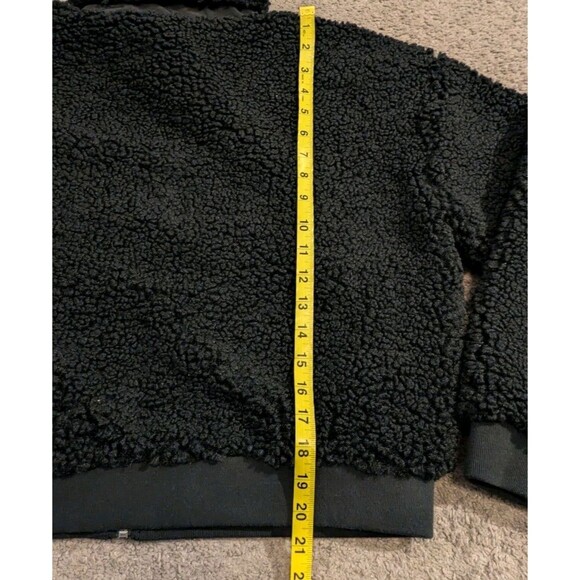 J.Crew Cropped Full Zip Sherpa Black Bomber Jacket BW069 Women's M - Picture 6 of 7